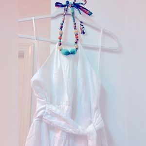 Signature by Robbie Bee white maxi halter dress with bead detail size 6P
